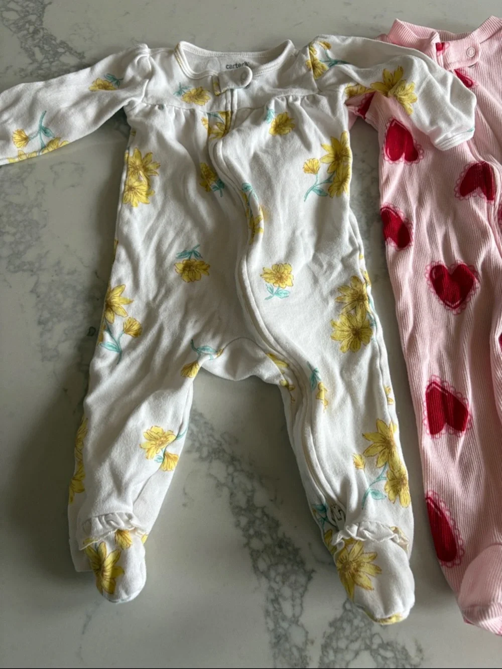 Carter's and Old Navy lot of 3 Footed Pajama for Baby Girl - Picture 2 of 7